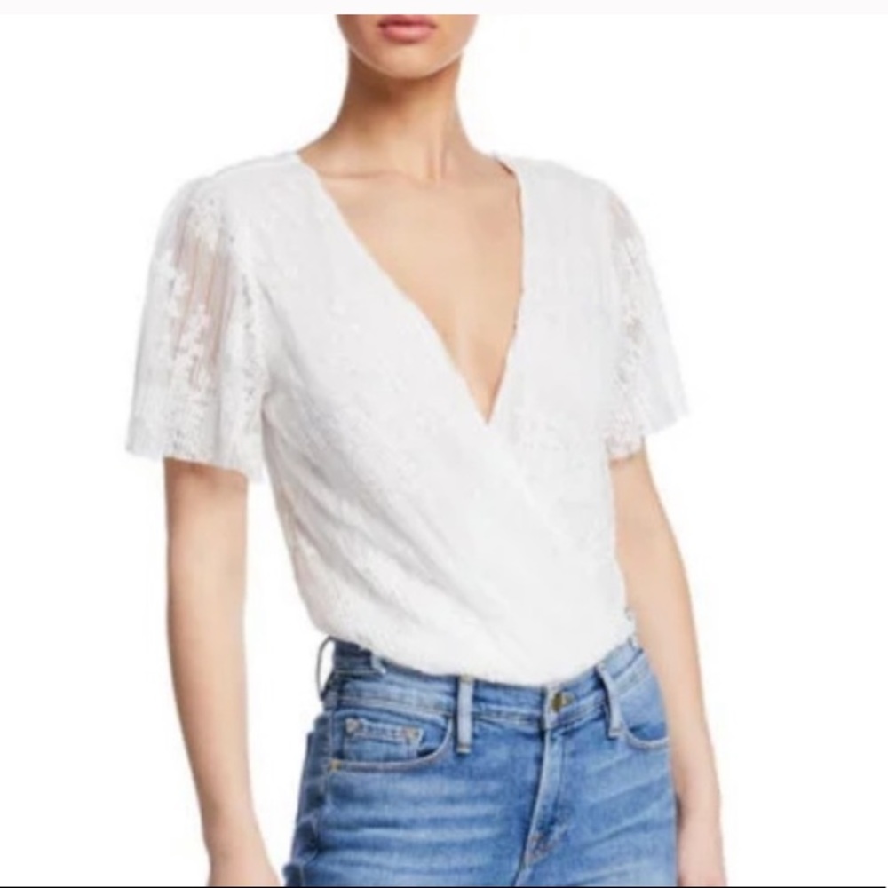 ASTR The Label Lace White Bodysuit M